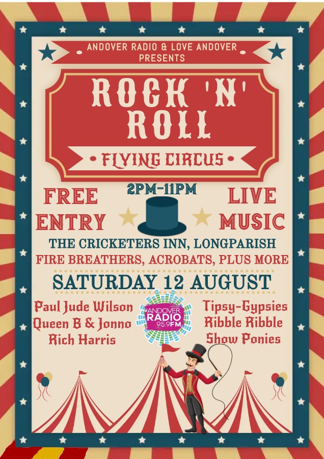 Andover Radio & Love Andover presents ROCK N ROLL + Flying Circus: Paul Jude Wilson + Queen B & Jonno + Rich Harris + Tipsy Gypsies + Ribble + Show Ponies
