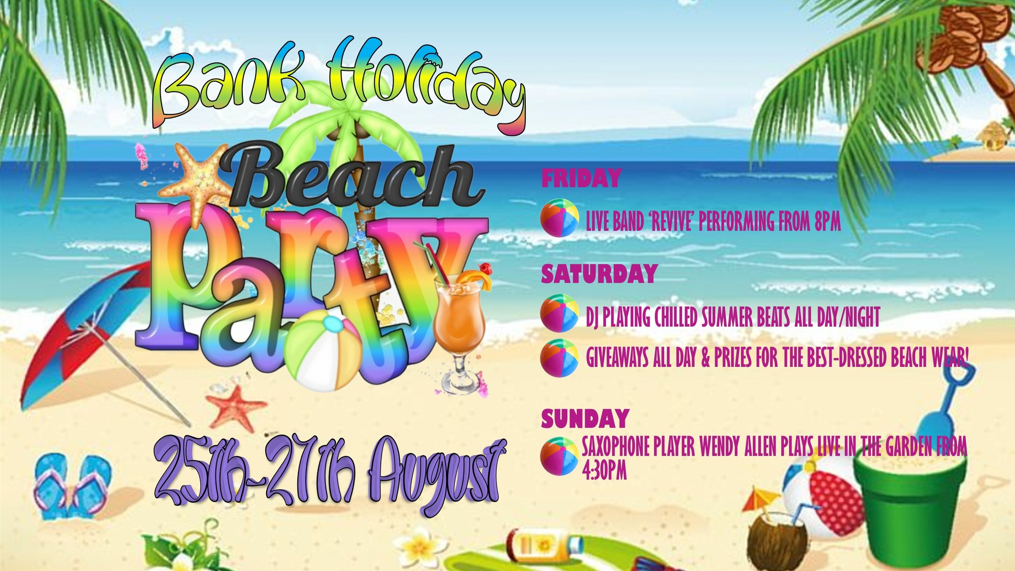 Bank Holiday Beach Party: live band REVIVE