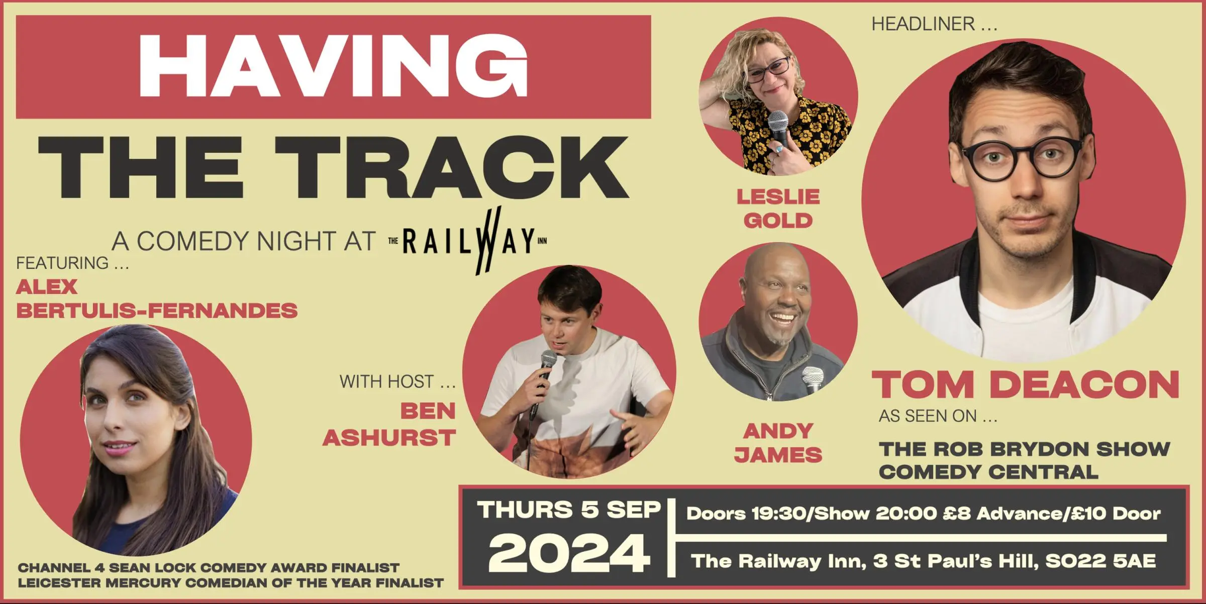 Having The Track Comedy: Tom Deacon + Leslie Gold + Andy James + Alex Bertulis-Fernandez