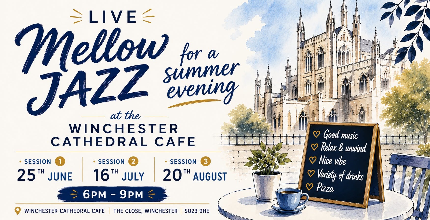 Summer Jazz Evenings with Simply Jazz in Winchester Cathedral Cafe