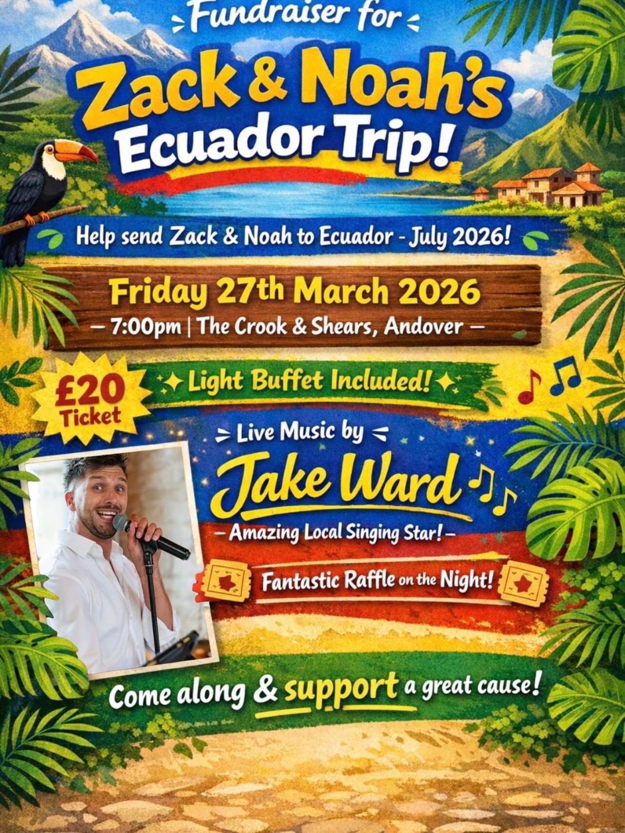 Fundraiser for Zach & Noah's Ecuador Trip with live music by JAKE WARD
