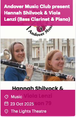 Andover Music Club present Hannah Shilvock & Viola Lenzi (Bass Clarinet & Piano)